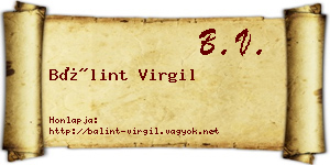 Bálint Virgil névjegykártya