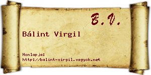Bálint Virgil névjegykártya
